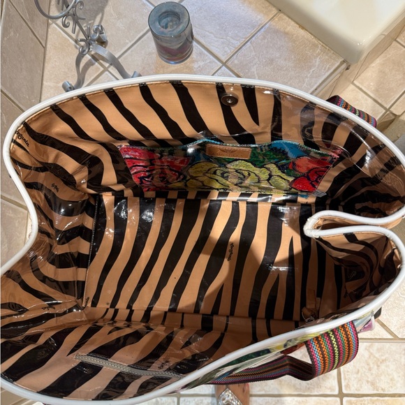 Consuela Multicolor Floral Patent Tote with Striped Handles - Picture 4 of 4